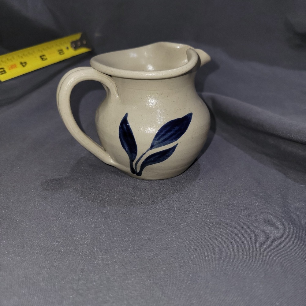 Williamsburg Pottery Salt Glazed Pitcher Mini Handpainted Vtg Studio Pottery